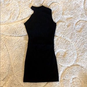 ZARA Asymmetrical Neckline Black Dress